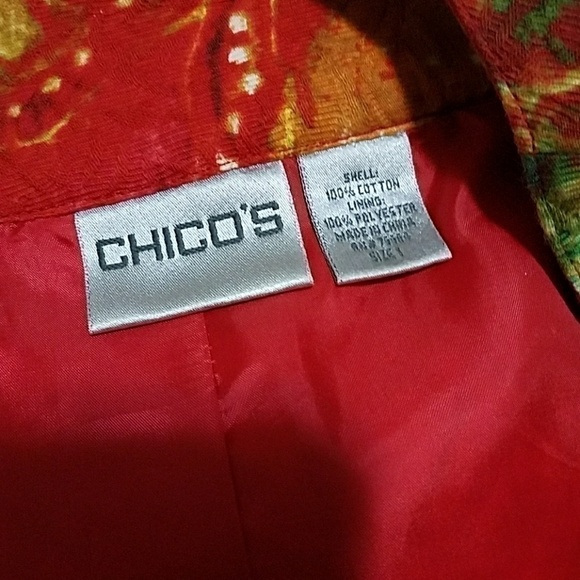 Chico's cropped poppy print jacket / blazer Sz 1 M - Picture 4 of 5